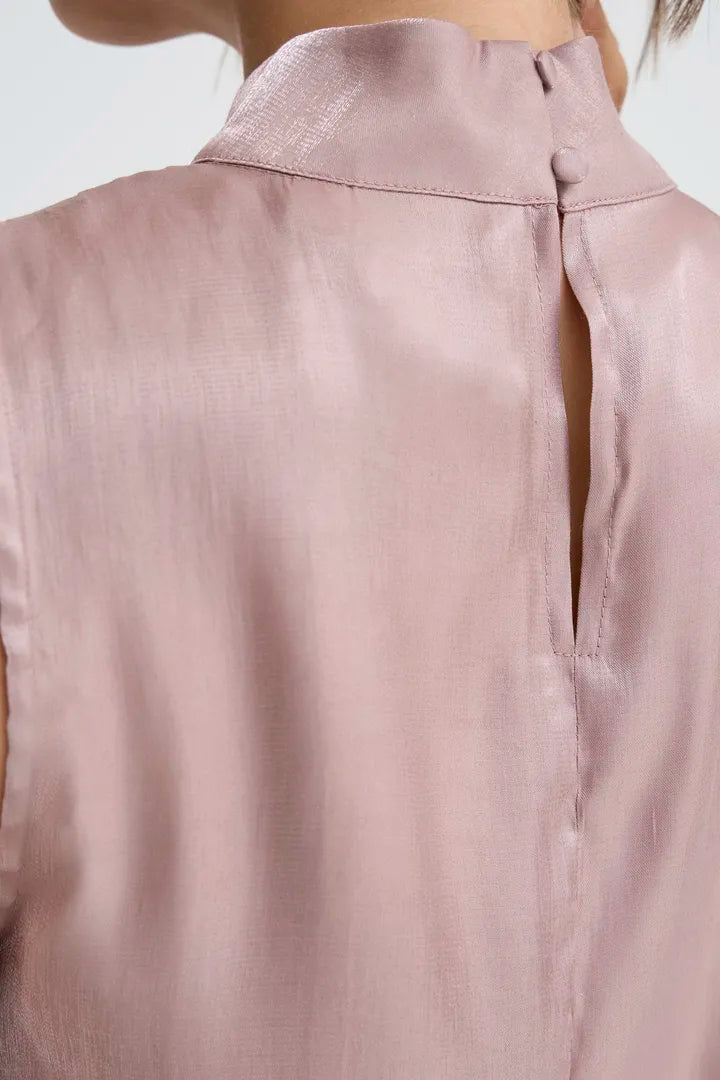 Fransa high neck Sleeveless blouse with iridescent shimmer  20617296