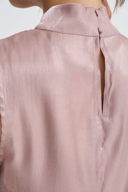 Fransa high neck Sleeveless blouse with iridescent shimmer  20617296