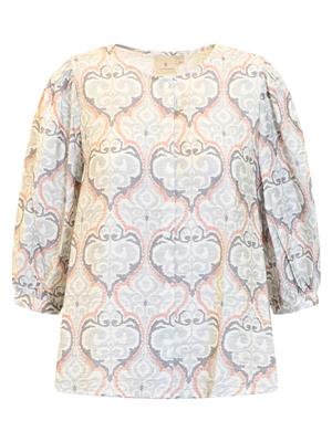 B Copenhagen Round neck Button Through blouse 3/4 sleeve 220239