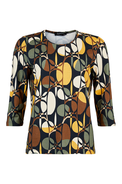 Sunday 3/4 sleeve round neck top with print 6815