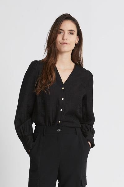 Rue De Femme Contessa V ?neck black blouse