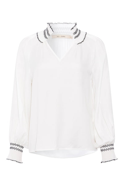 Rue De Femme White Dessa Blouse with frill detail