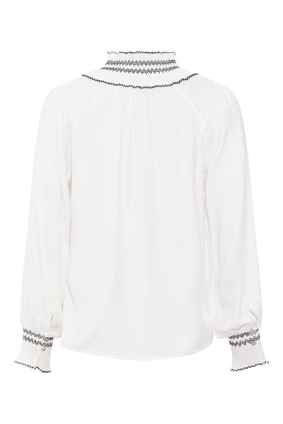 Rue De Femme White Dessa Blouse with frill detail