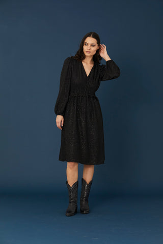 Rue De Femme Cambria Black party dress with fluffy shimmer