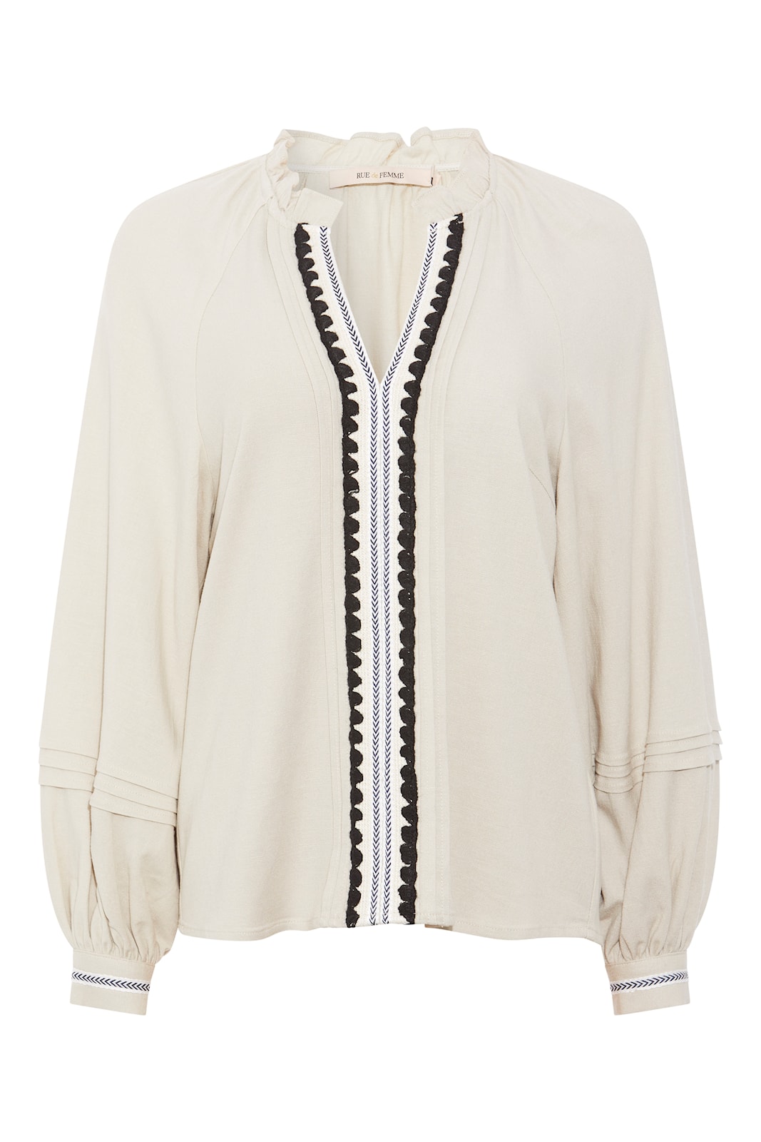 Rue De Femme Grinda Blouse. natural with black trim