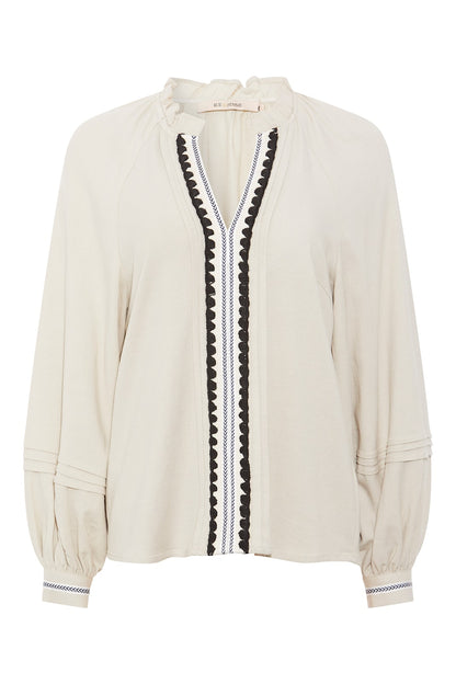 Rue De Femme Grinda Blouse. natural with black trim