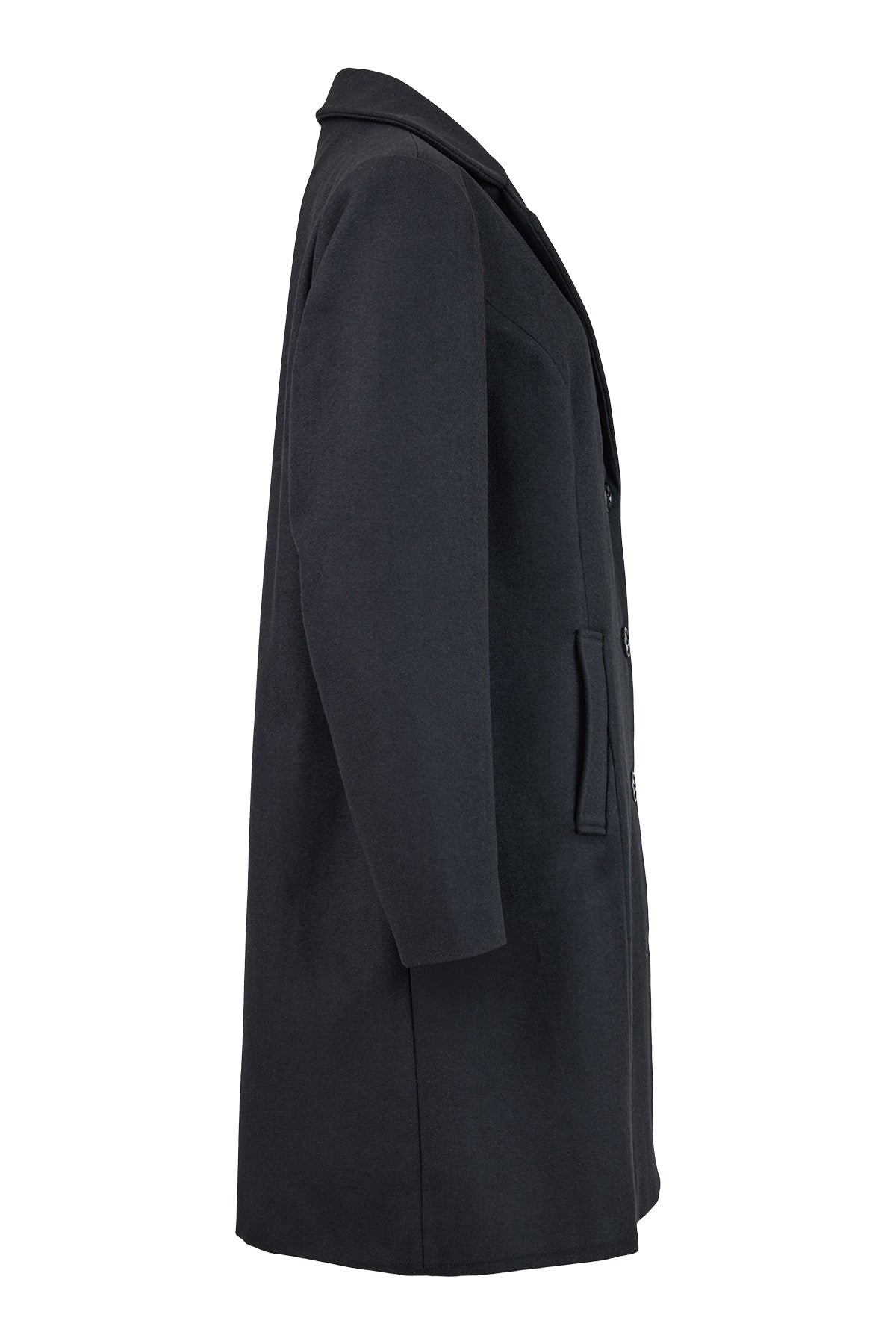 Normann Black Wool Blend Classic Coat 2504