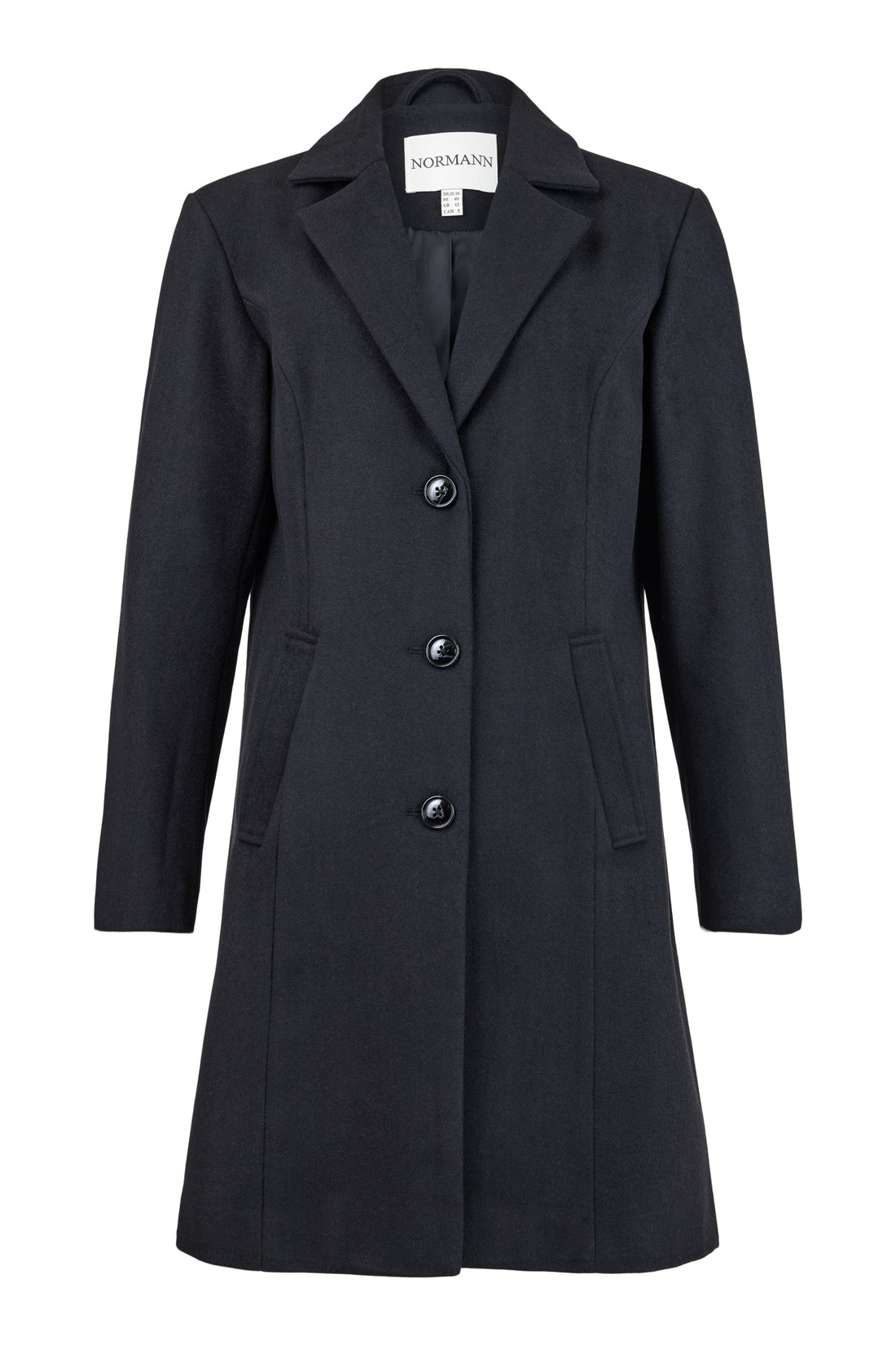 Normann Black Wool Blend Classic Coat 2504