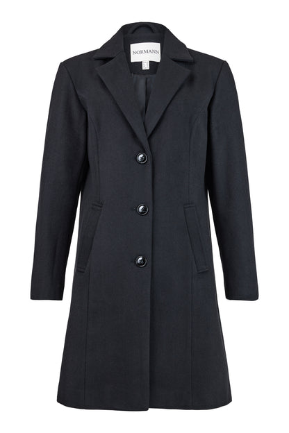 Normann Black Wool Blend Classic Coat 2504