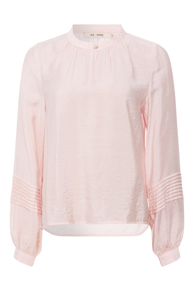 Rue De Femme Gala  Shirt with pleated sleeve in Powder Pink