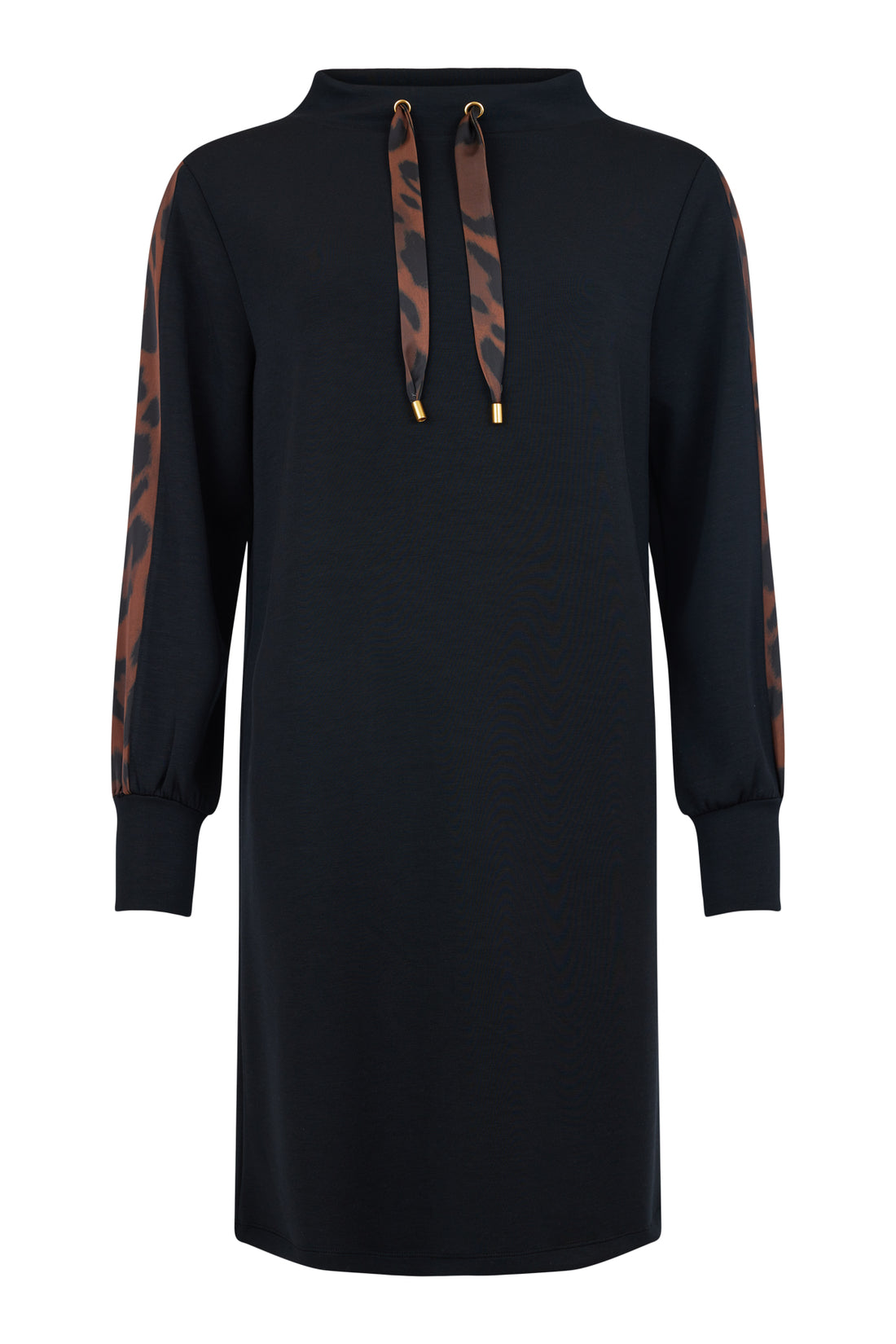 Icona Knee Length Shift Dress with Leopard trim in Scuba fabric 68041