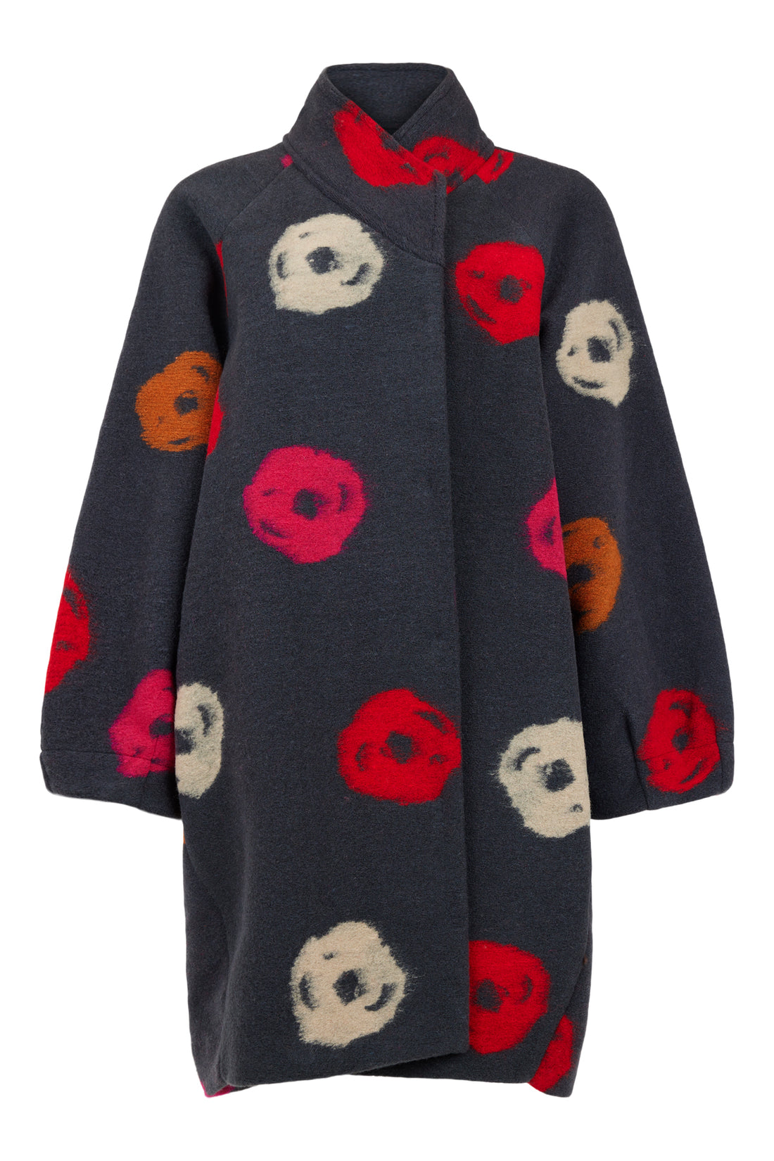Wool Blend print coat with Hood by NOEN