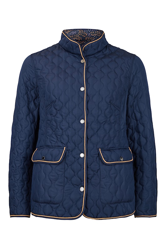Normann quilted reversible Jacket in Navy with Tan trim  1523 4301