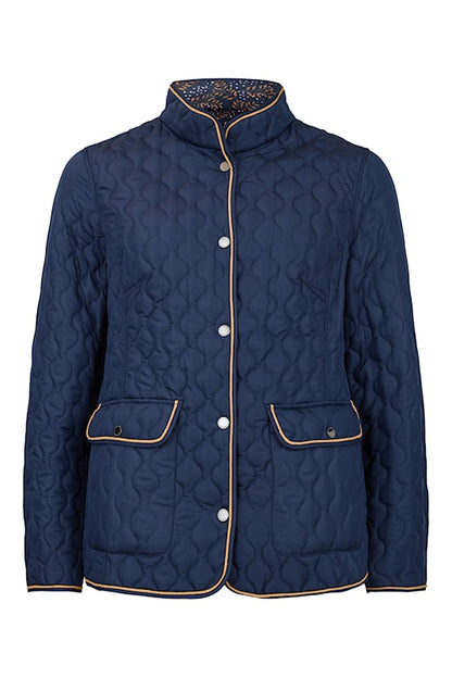 Normann quilted reversible Jacket in Navy with Tan trim  1523 4301