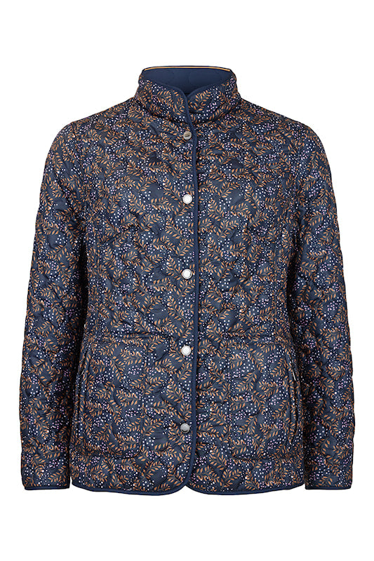 Normann quilted reversible Jacket in Navy with Tan trim  1523 4301
