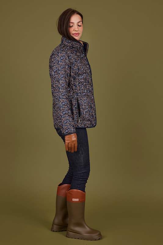 Normann quilted reversible Jacket in Navy with Tan trim  1523 4301
