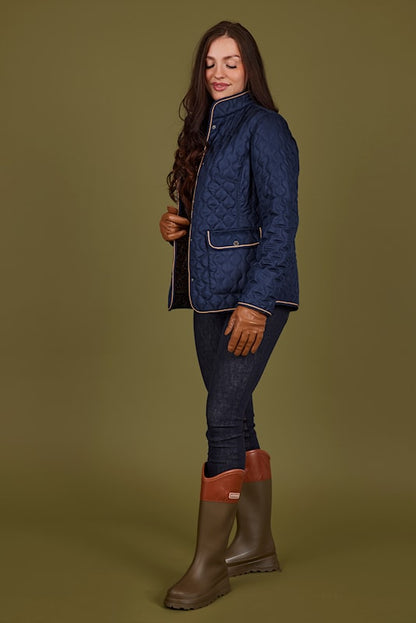 Normann quilted reversible Jacket in Navy with Tan trim  1523 4301