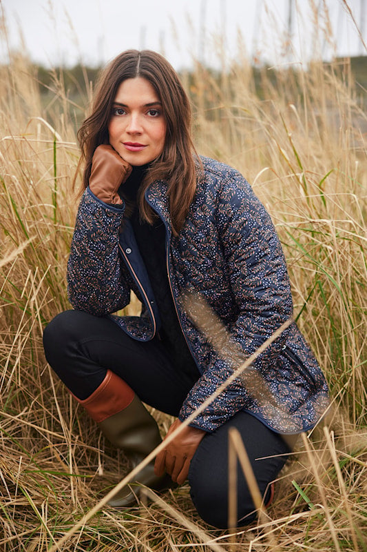 Normann quilted reversible Jacket in Navy with Tan trim  1523 4301