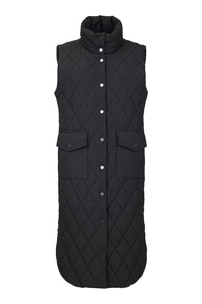 Normann Longline Lightly Quilted Gilet Black 327 4524