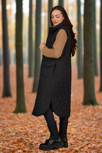 Normann Longline Lightly Quilted Gilet Black 327 4524