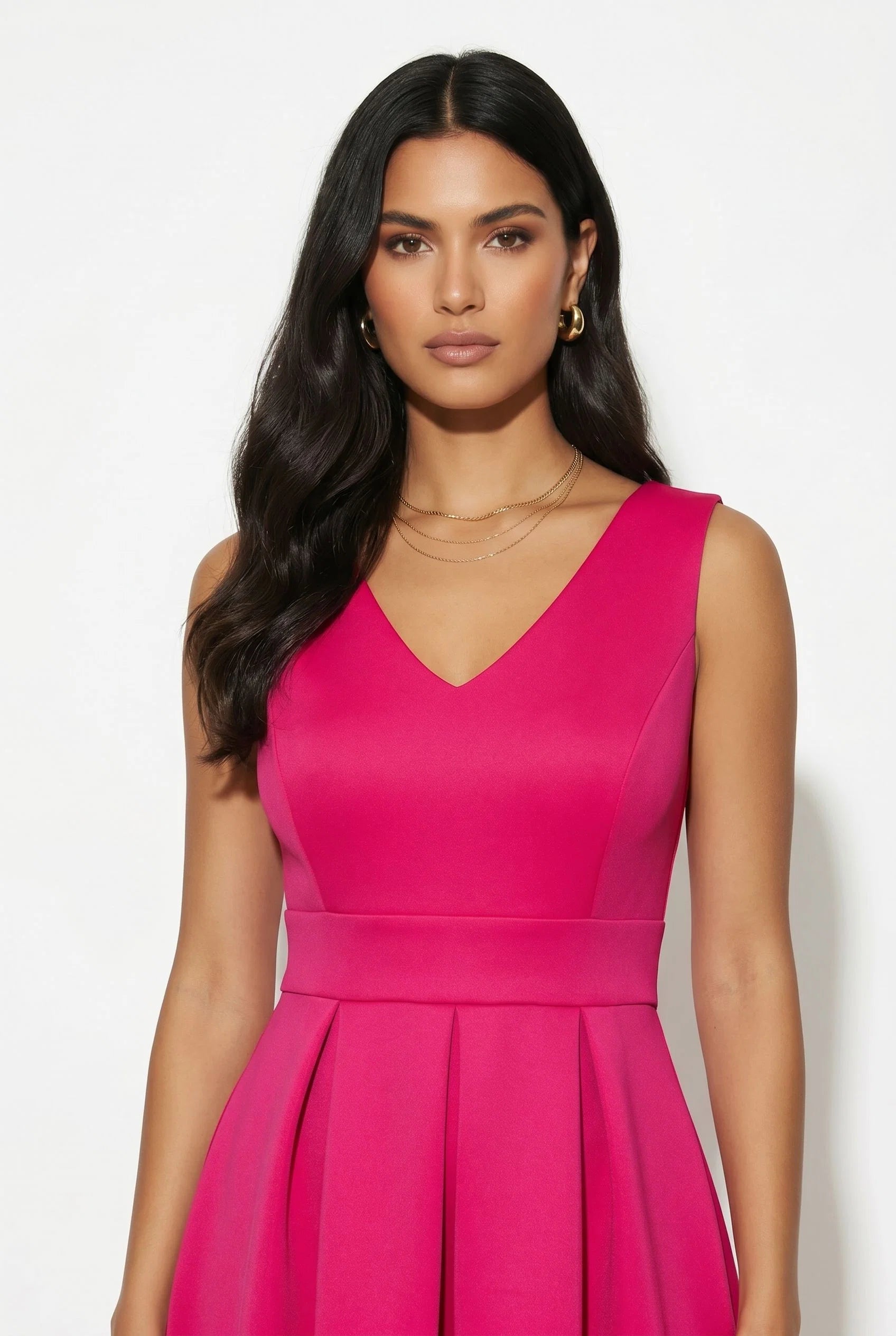 Marc Angelo V Neck Sleeveless Midi Dress with pockets 188-26