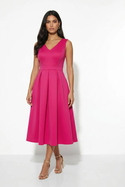 Marc Angelo V Neck Sleeveless Midi Dress with pockets 188-26