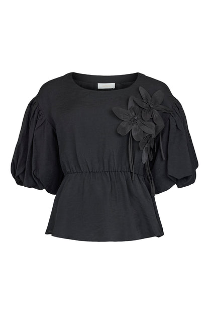Noen Black Top with 3d Flower detail84039