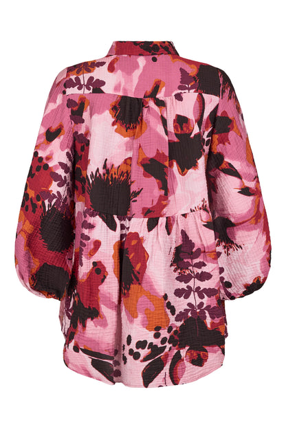 Noen Shirt tunic in Burgundy print with pockets86298