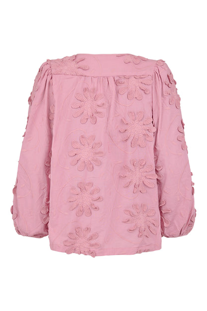 Noen Cotton top with 3D applique in Rose Pink 86307
