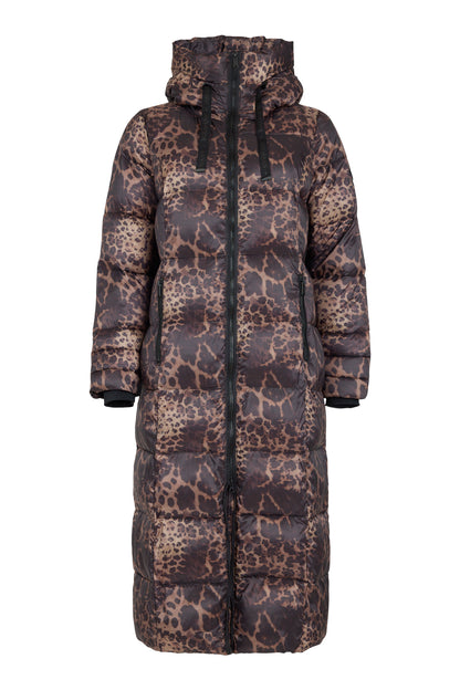 Normann Superwarm lightweight Animal Print Coat in Black/Brown 4339 4557
