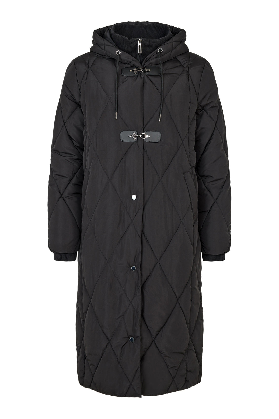 Normann Superwarm Lightweight long quilted Coat in Black 42726 4716