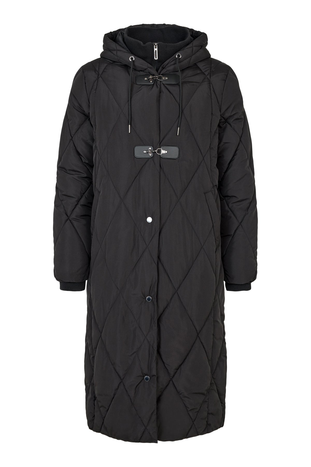 Normann Superwarm Lightweight long quilted Coat in Black 42726 4716