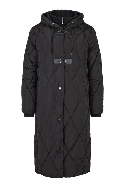 Normann Superwarm Lightweight long quilted Coat in Black 42726 4716