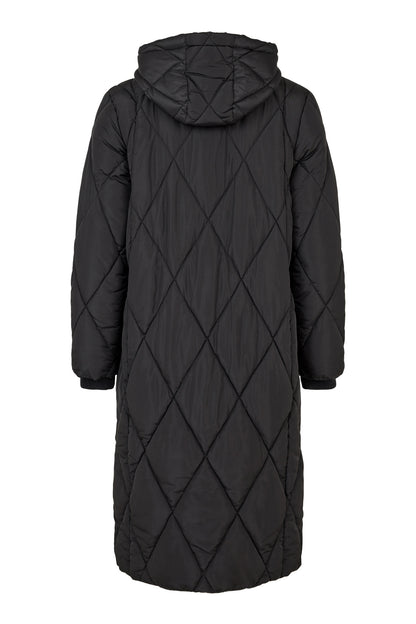 Normann Superwarm Lightweight long quilted Coat in Black 42726 4716