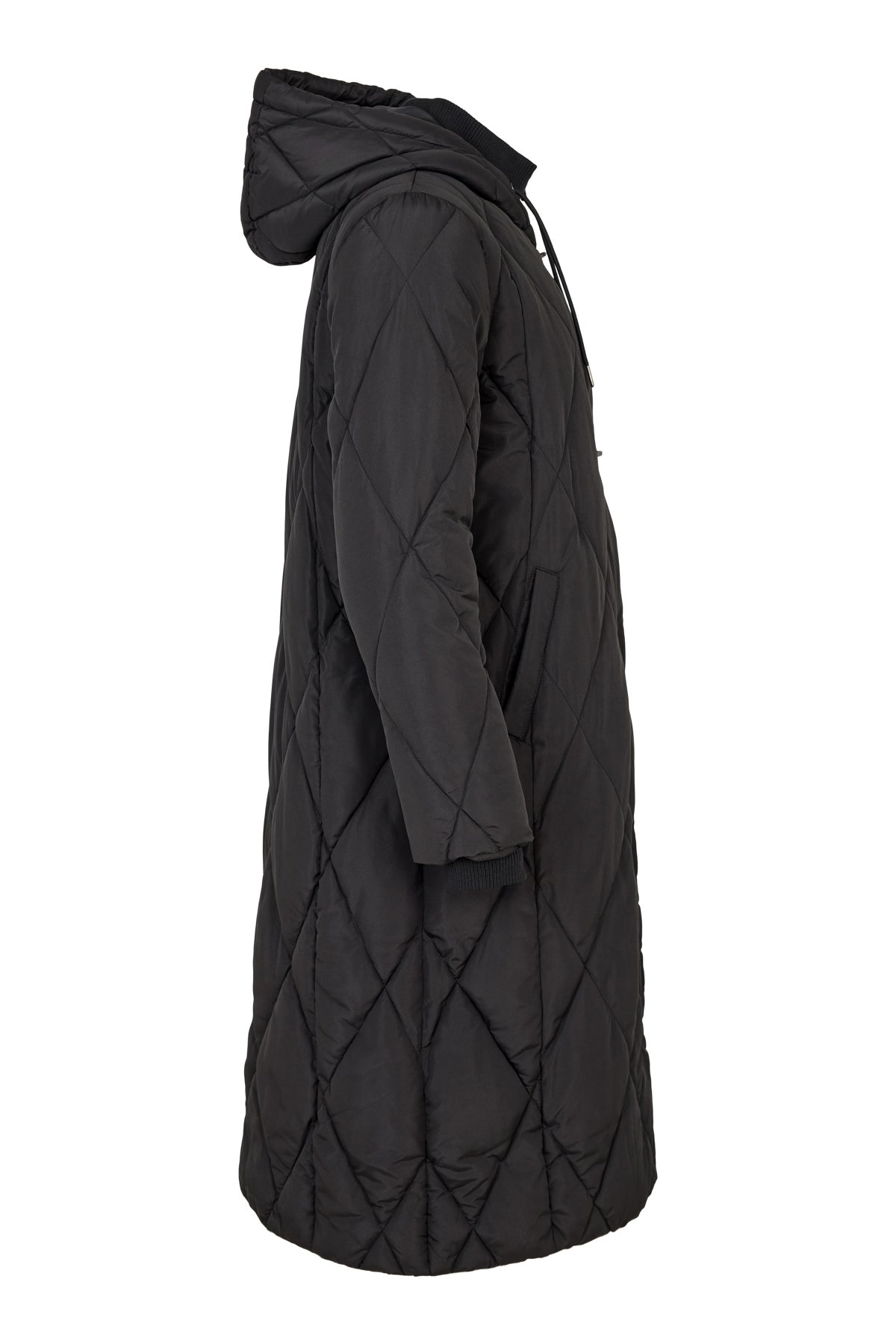 Normann Superwarm Lightweight long quilted Coat in Black 42726 4716
