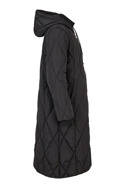 Normann Superwarm Lightweight long quilted Coat in Black 42726 4716