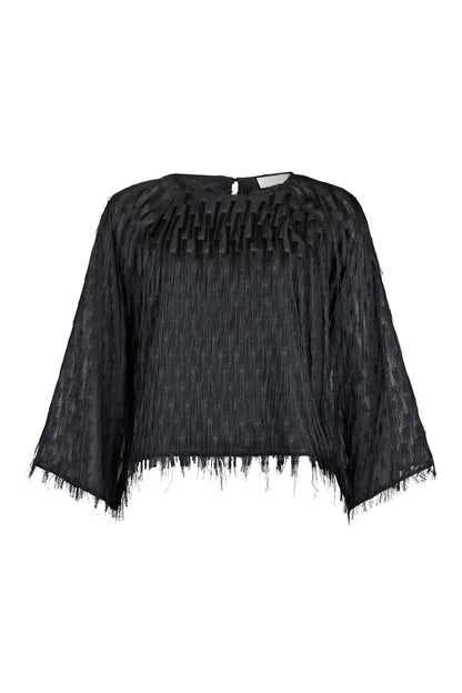 Noen Fringed top with Semi sheer sleeves 84073