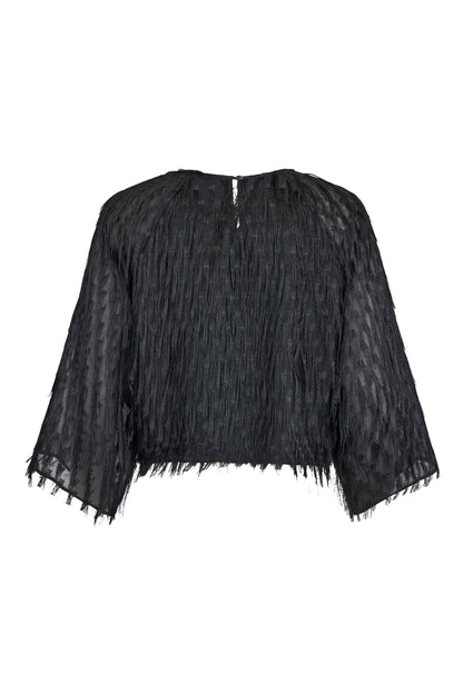 Noen Fringed top with Semi sheer sleeves 84073