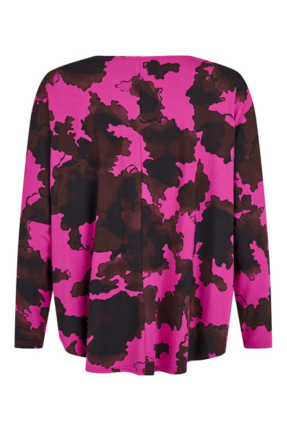 Noen Fuchsia print top with pockets