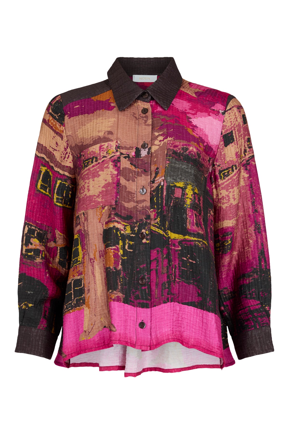 Noen abstract print shirt with contrast collar and cuffs  86315