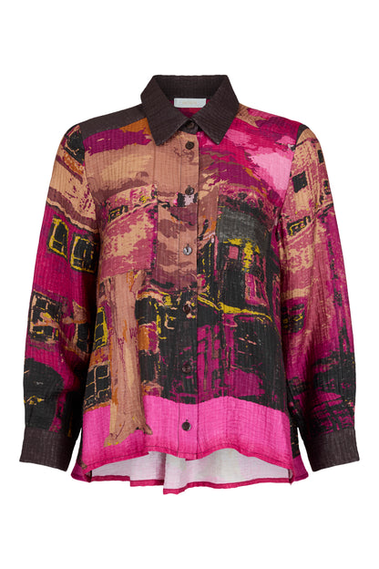 Noen abstract print shirt with contrast collar and cuffs  86315