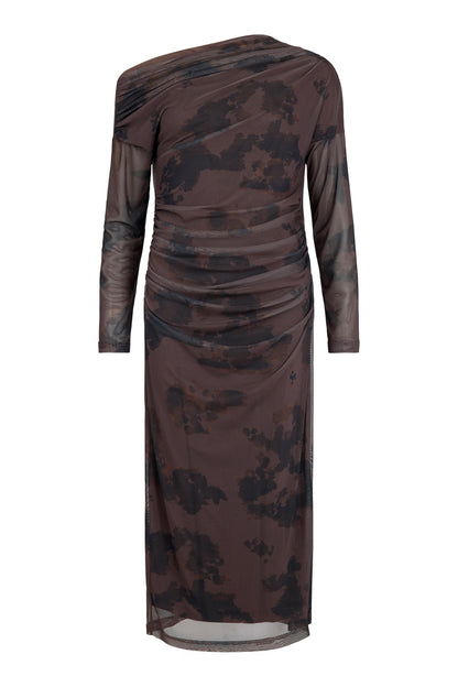 Noen Drape mesh overlay midi dress 88648