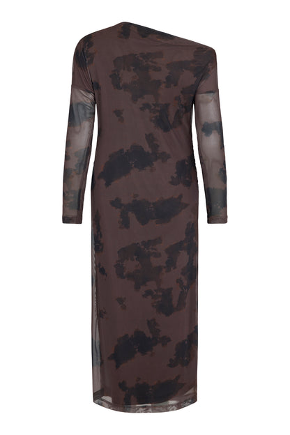 Noen Drape mesh overlay midi dress 88648
