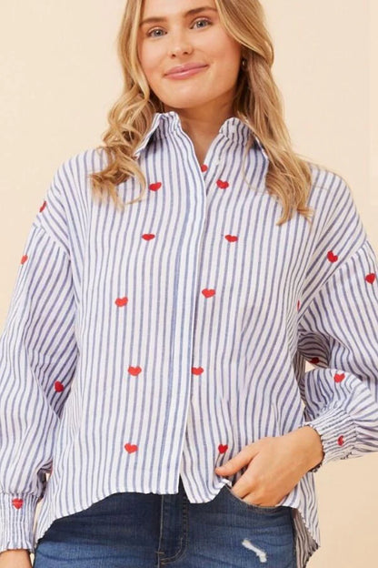 Stella Morgan Cotton stripe hearts shirt  T524349