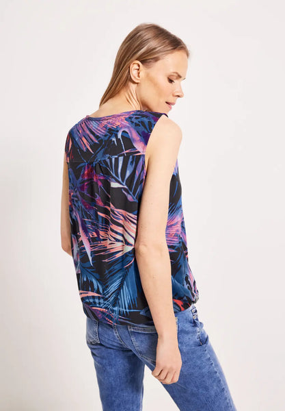 Cecil summer tropical print sleeveless top in white or carbon grey 343892