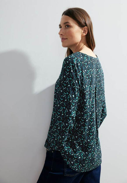 Cecil viscose long sleeve blouse in vibrant blue print