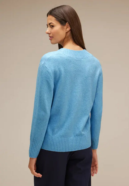 Street One V Neck knit in Black or Cool Blue 302539