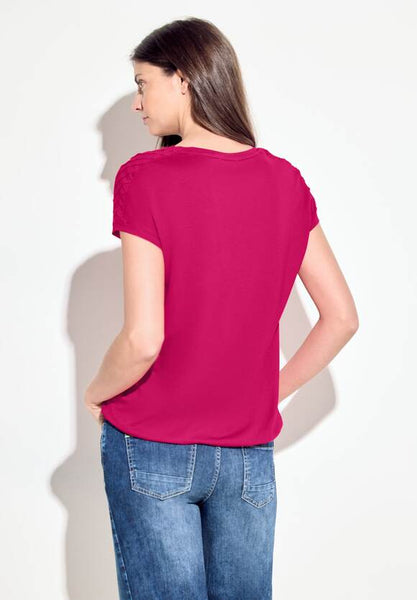 Cecil Cotton T Shirt with pleated  Shoulder detail and elastic waist All Colours321291