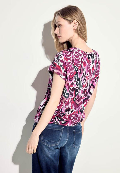Cecil Cotton T Shirt in Pink and Black Print 321500