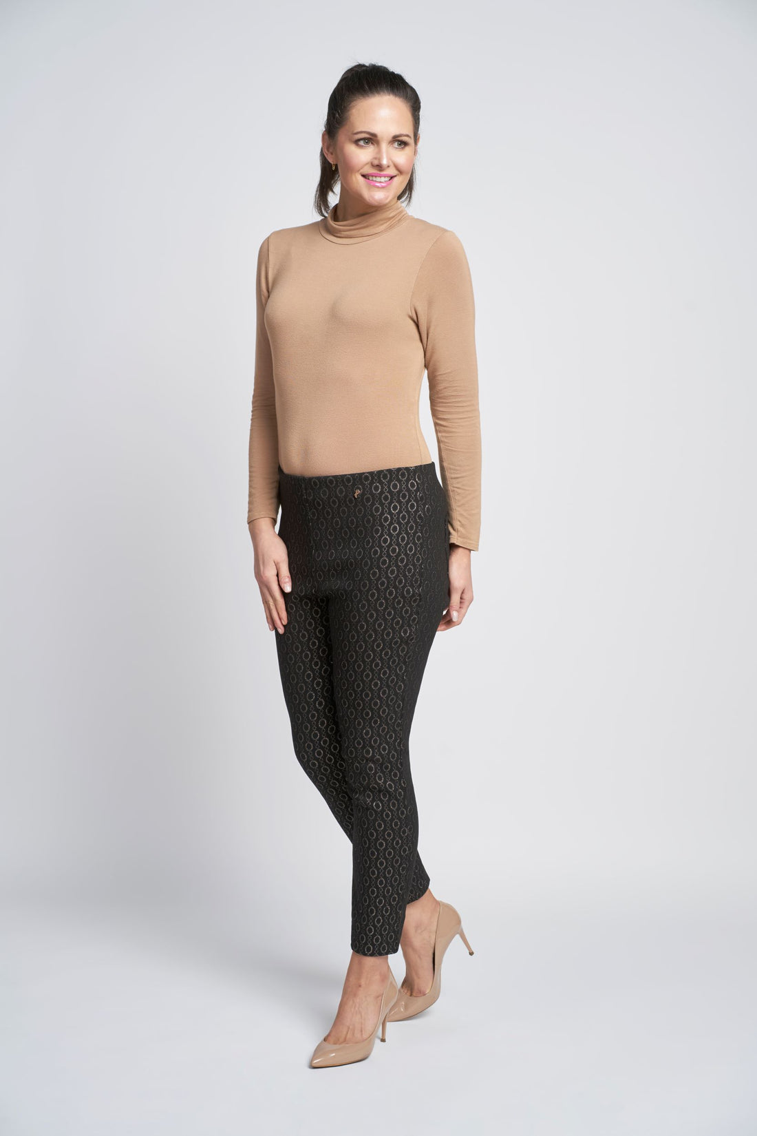 Pinns Bengaline Trousers in Black and Gold Chain